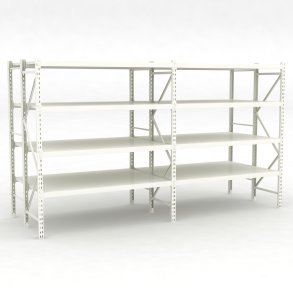 Lagerhylla dubbelfack med 4 hyllor