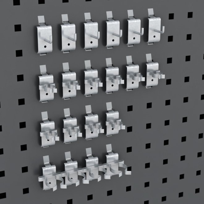 Sortiment von 20 Lochwandhaken