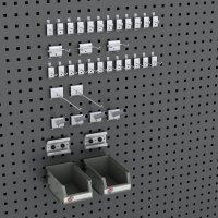 Sortiment von 35 Lochwandhaken und 2 plastboxen