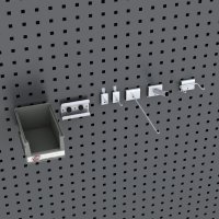 Sortiment von 35 Lochwandhaken und 2 plastboxen