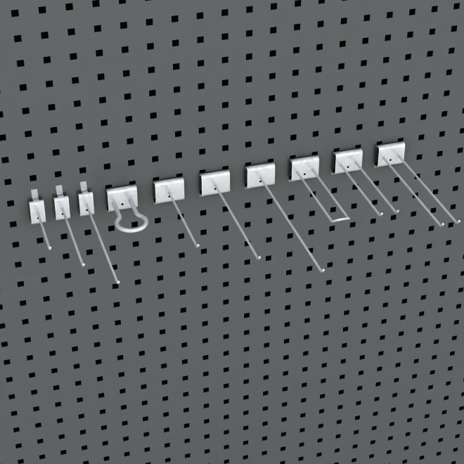 Sortiment von 50 Lochwandhaken