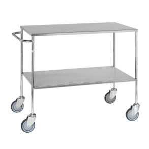 Rullvagn i metall med 2 hyllplan