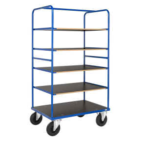 Hyllvagn i bltt med 5 spnskiva hyllplan