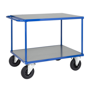 Rullvagni bltt med 2 hyllplan, inkl. hjulbromsar - Medium