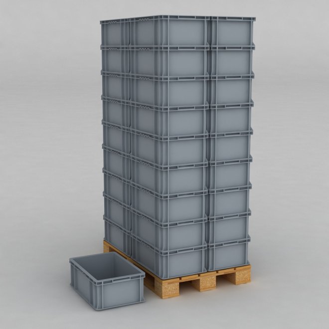 1 palle med 36 Euroldor: L: 60 x B: 40 x H: 21.5 cm