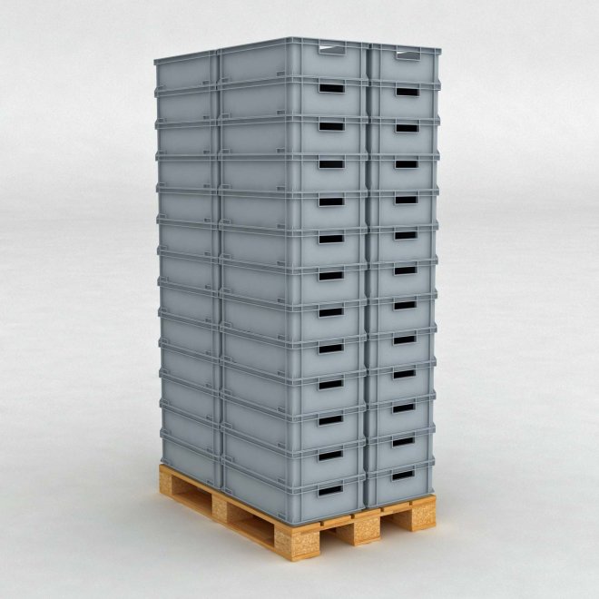 1 Palette mit 56 Lebensmittelechte Kunststoffbehälteren