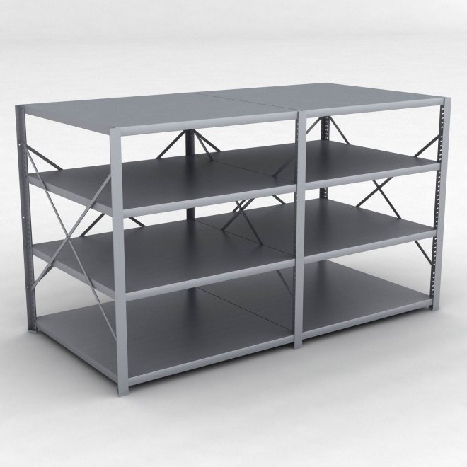 Stahlregal 2 Felder mit 4 Fachb�den