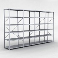 Stahlregal 4 Felder mit 6 Fachböden