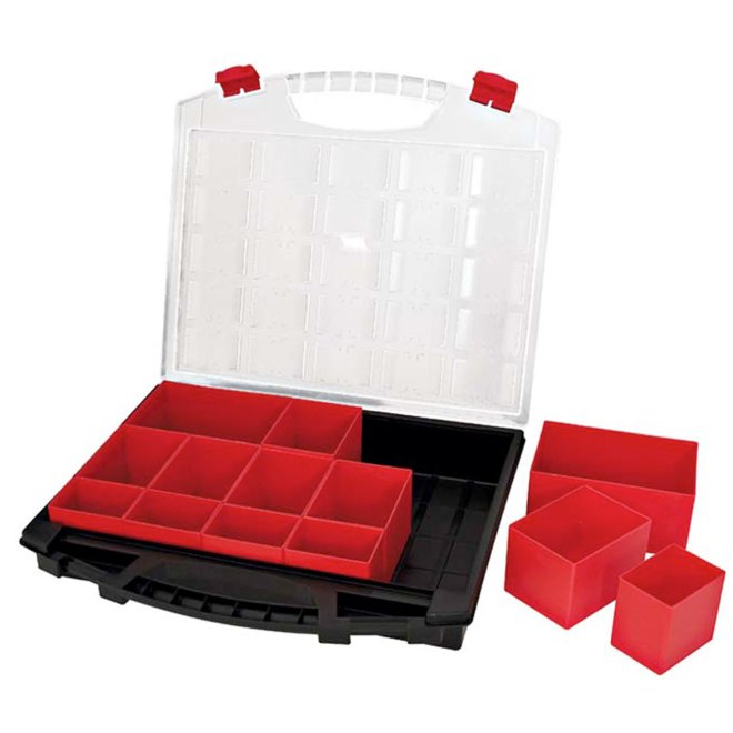 Kleinteilekoffer mit 13 herausnehmbaren Einsätzen