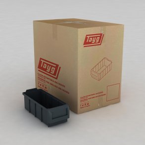 1 karton med 20 sorteringskasser i gr� med labelholder