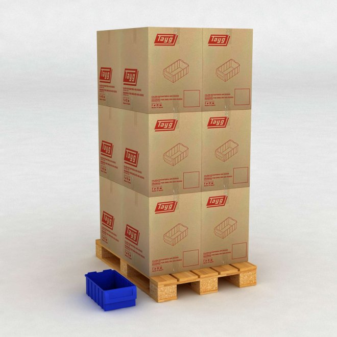 1 Palette mit 96 Sichtboxen mit Etikettenhalter