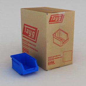 1 Karton mit 24 Sichtboxen in blau