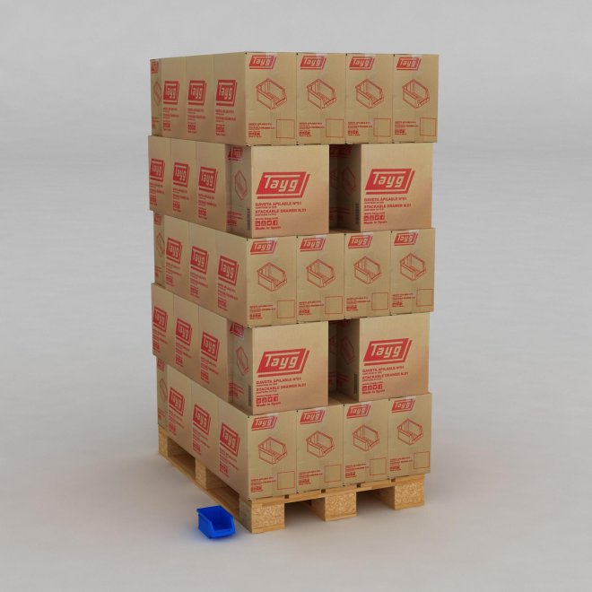 1 Palette mit 1680 Sichtboxen in blau