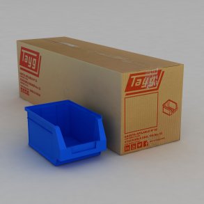 1 Karton mit 15 Sichtboxen in blau