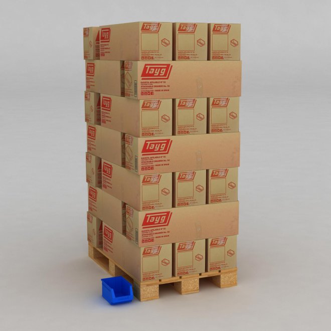 1 Palette mit 420 Sichtboxen in blau