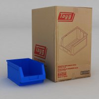 1 Karton mit 12 Sichtboxen in blau