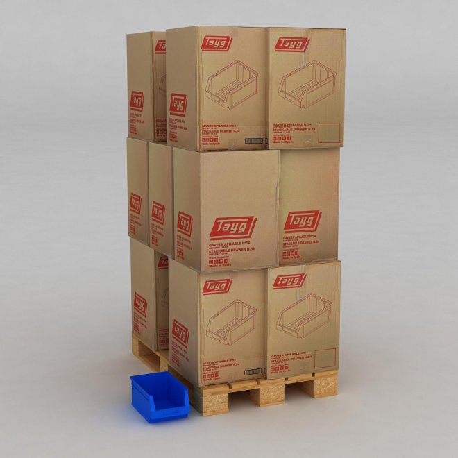 1 Palette mit 180 Sichtboxen in blau