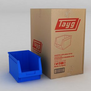 1 Karton mit 8 Sichtboxen in blau