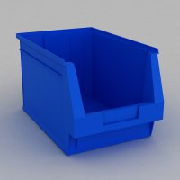 1 Karton mit 8 Sichtboxen in blau