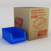 1 Karton mit 8 Sichtboxen in blau