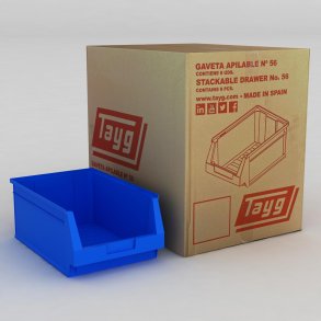 1 Karton mit 8 Sichtboxen in blau