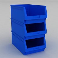 1 Karton mit 12 Sichtboxen in blau