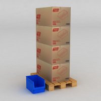 1 Palette mit 24 Sichtboxen in blau