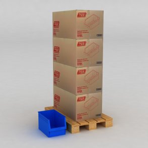 1 Palette mit 24 Sichtboxen in blau