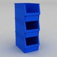 1 Karton mit 6 Sichtboxen in blau