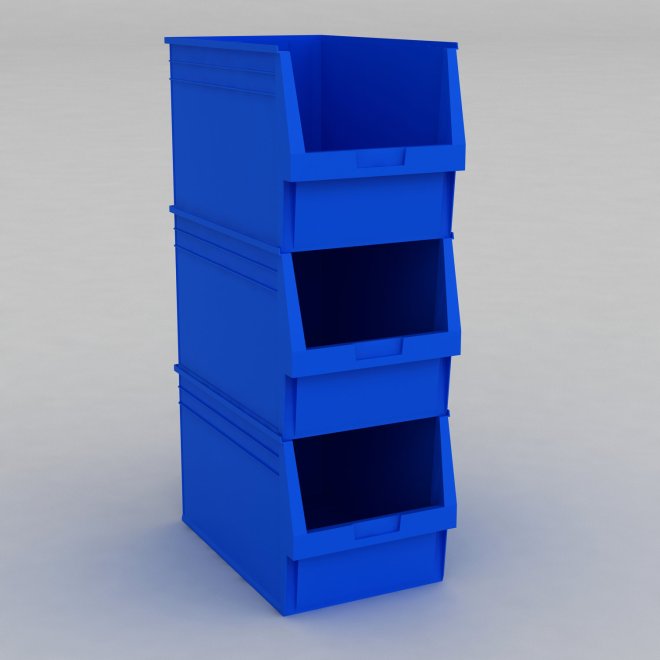 1 Karton mit 6 Sichtboxen in blau