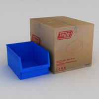 1 Karton mit 6 Sichtboxen in blau