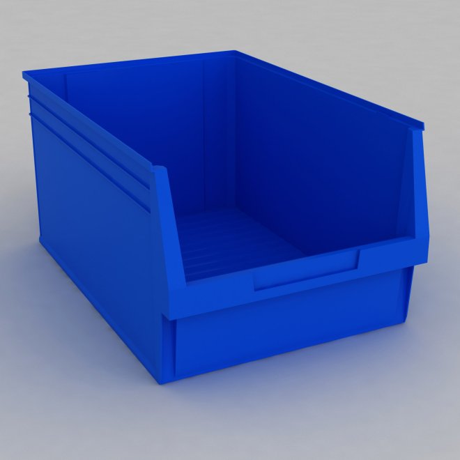 1 Karton mit 6 Sichtboxen in blau