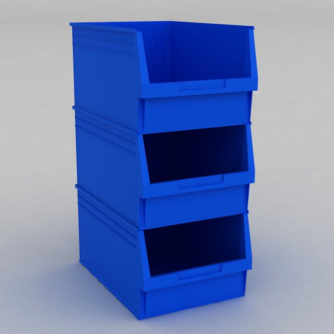 1 Karton mit 6 Sichtboxen in blau