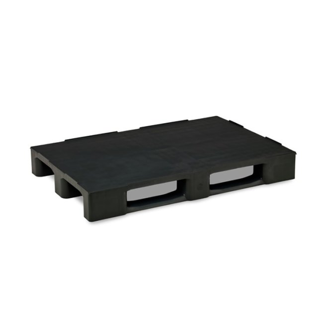 Europall i svart plast med plan ovansida