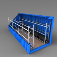 Däckställ för 20' container 2 x 3 fack med 3 bärlag