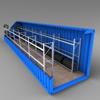 Reifenregal für 40' container 2 x 6 Felder mit 4 Fachböden (216 Reifen)