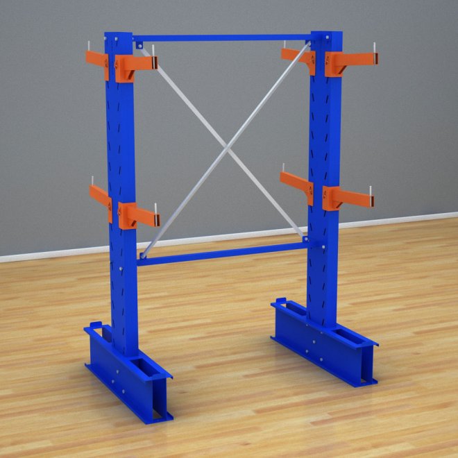 Schweres Kragarmregal 1 Feld mit 2 Ebenen