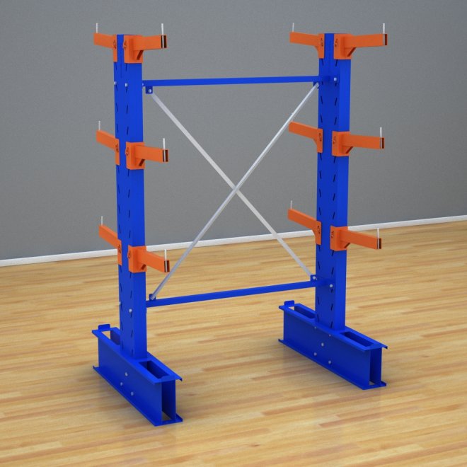 Schweres Kragarmregal 1 Feld mit 3 Ebenen