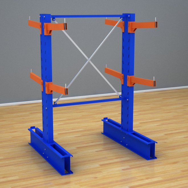 Schweres Kragarmregal 1 Feld mit 2 Ebenen