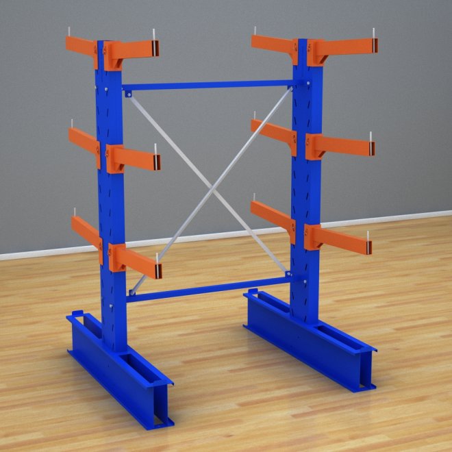 Schweres Kragarmregal 1 Feld mit 3 Ebenen