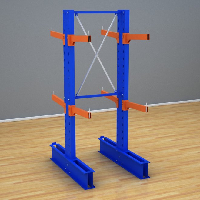 Schweres Kragarmregal 1 Feld mit 2 Ebenen