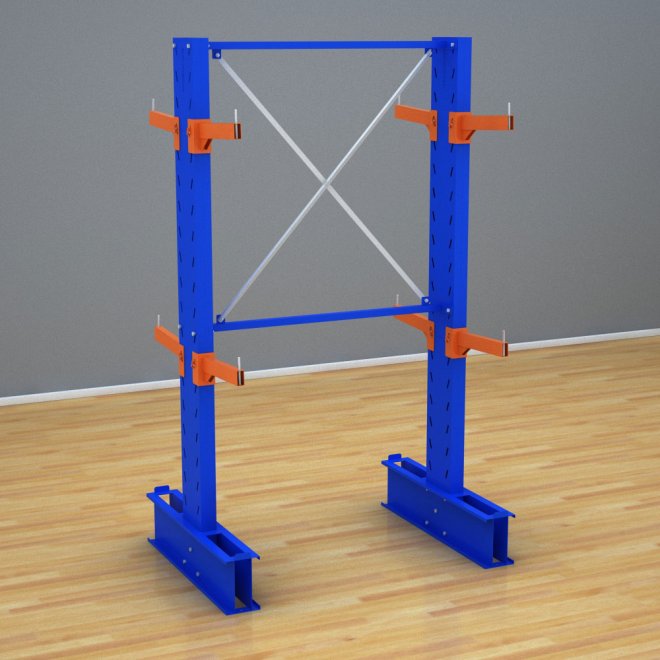 Schweres Kragarmregal 1 Feld mit 2 Ebenen