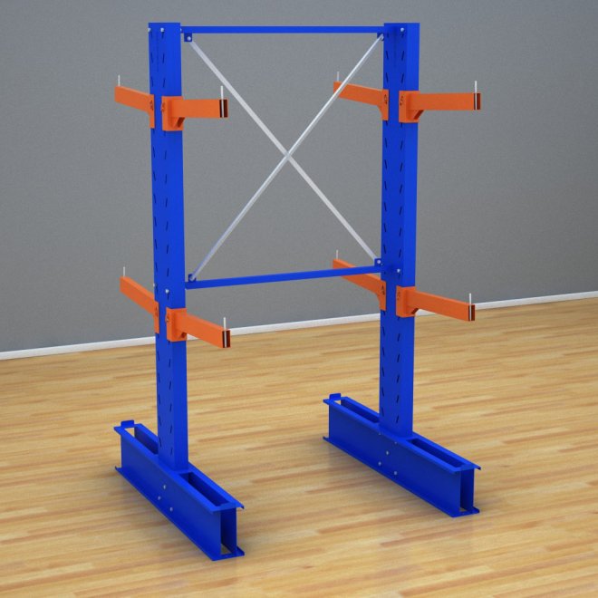 Schweres Kragarmregal 1 Feld mit 2 Ebenen