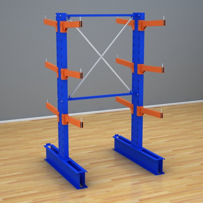 Schweres Kragarmregal 1 Feld mit 3 Ebenen