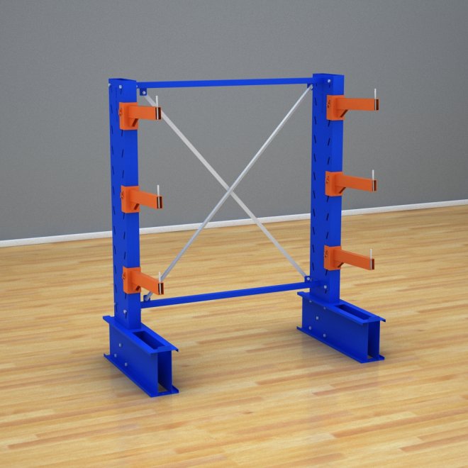 Schweres Kragarmregal 1 Feld mit 3 Ebenen