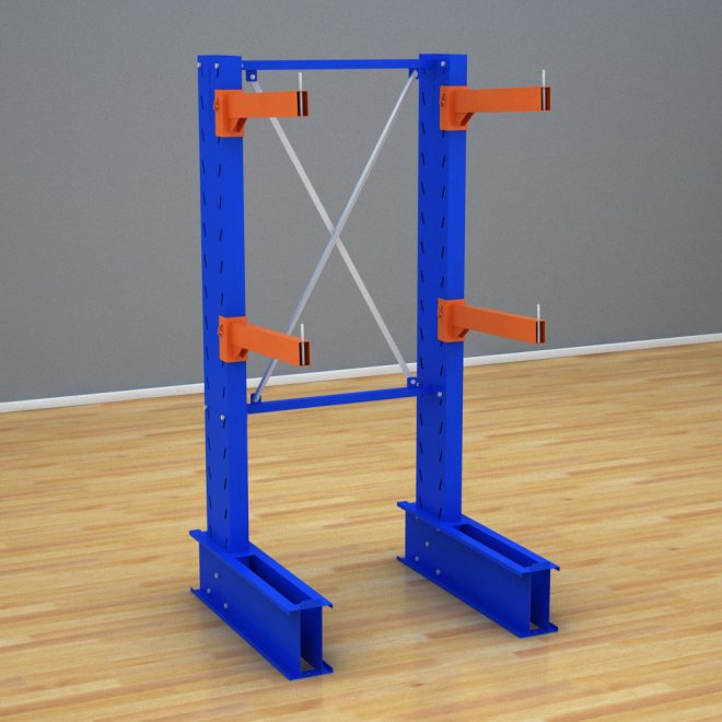 Schweres Kragarmregal 1 Feld mit 2 Ebenen