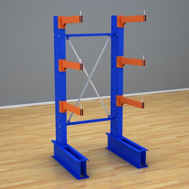 Schweres Kragarmregal 1 Feld mit 3 Ebenen