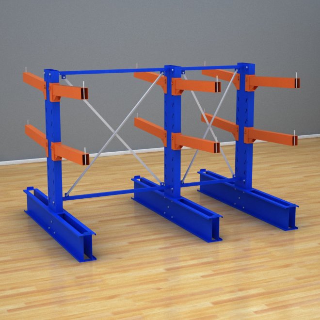 Schweres Kragarmregal 2 Felder mit 2 Ebenen
