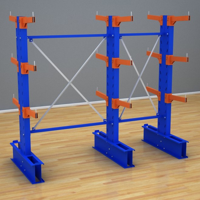 Schweres Kragarmregal 2 Felder mit 3 Ebenen