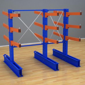 Schweres Kragarmregal 2 Felder mit 3 Ebenen